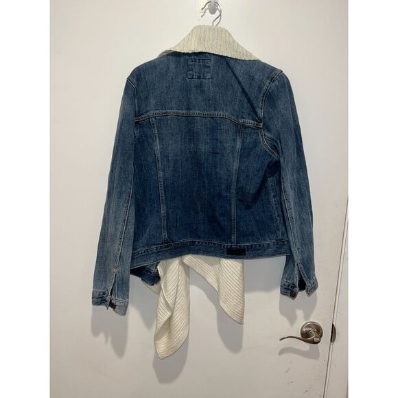 Abercrombie & Fitch Blue Denim Knit Waterfall Collar Jean Jacket Women's Size XL - Picture 5 of 10